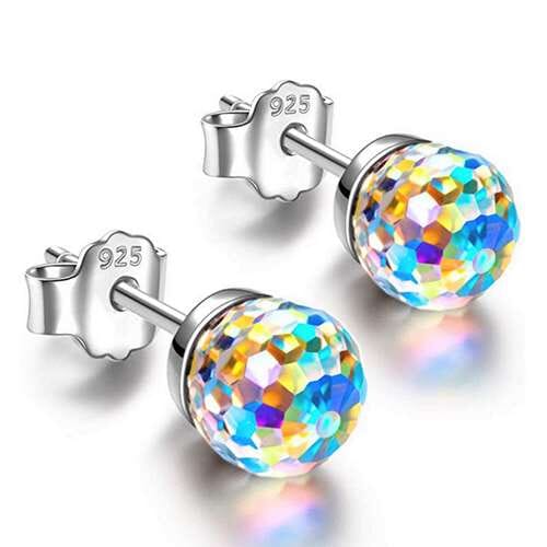 Kristall Damen Ohrringe aus 925 Sterling Silber, mit exclusivem Schliff